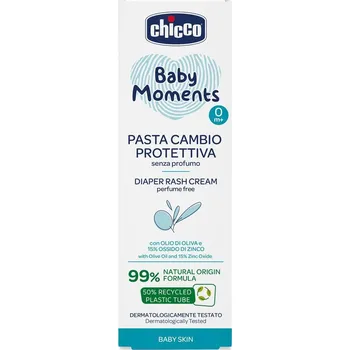 Dětská kosmetika CHICCO Krém na dětský zadeček Baby Moments bez parfému s 99% přírodních složek 100ml, 0m+