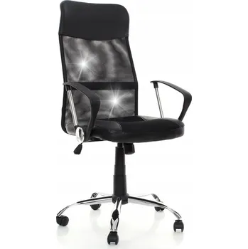 Otočné křeslo černé látkové s nastavitelnou výškou a područkami