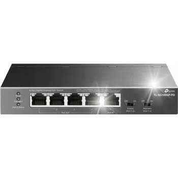 Switch Switch TP-LINK TL-SG1005P, 5portový Gigabitový, 4x PoE+ (65W) pro DVR kamery a další zařízení