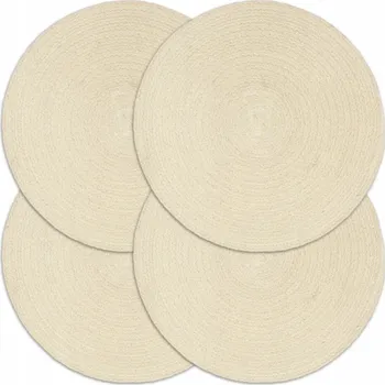 prostírání Ručně Pletené Prostírání na Stůl z Bavlny, Přírodní, Ø 38 cm, 4 ks