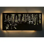 Li-Go "Jelen a myslivec" světelný obraz s baterií 110x50cm, dub