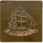 Li-Go "Plachetnice" světelný obraz s baterií 70x70cm, dub