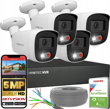 IP kamera Kompletní monitorovací sada 4 trubicové kamery 5Mpx IP POE online náhled 4TB