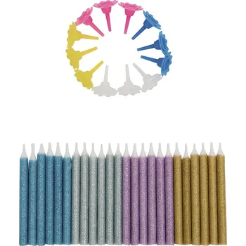 Svíčka Třpytivé svíčky na dort vícebarevné 24 ks