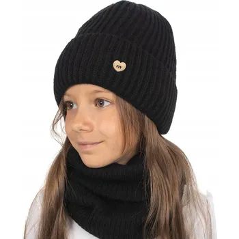 Čepice Černá Sada Čepice Nákrčník Zimní Teplá Sada pro Holčičku Módní