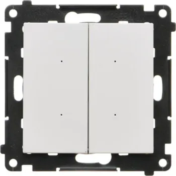 vypínač Tlačítko 2 násobné, elektronické, s funkcí tlačítka nebo vypínače časového, 2x 10 A /, Simon 55 TEW2.01/111, bílá