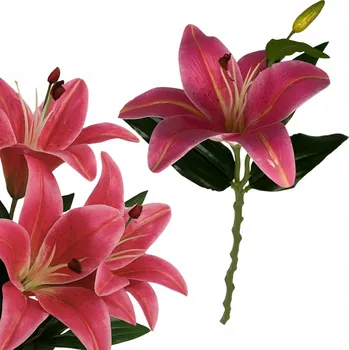 umělá květina LILIE RŮŽOVÁ UMĚLÁ STONKA UMĚLÉ KVĚTY DEKORACE KYTICE VÁZA 43 cm