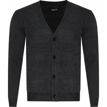 Pánský svetr PÁNSKÝ ROZEPÍNACÍ KARDIGAN NA KNOFLÍKY S8161 grafitový svetr bavlna klasický