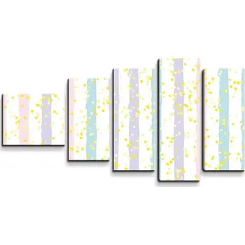 Obraz Sablio Obraz - 5-dílný Pruhy a tečky štětcem - 100x60 cm