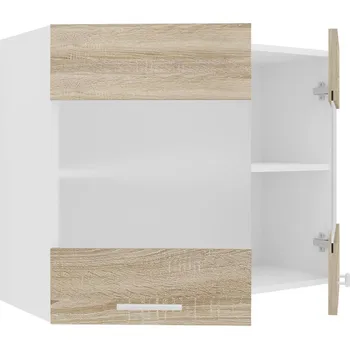Kuchyňská skříňka VCM Horní kuchyňská skříňka Esilo, 80 cm, 2 skleněná dvířka, sonoma dub 478579
