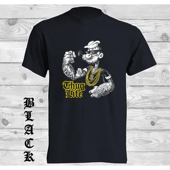 Pánské tričko levne-bavlnene-tricko-potisk-Pepek-namornik Barva: Navy - tmavě modrá, velikost: XL