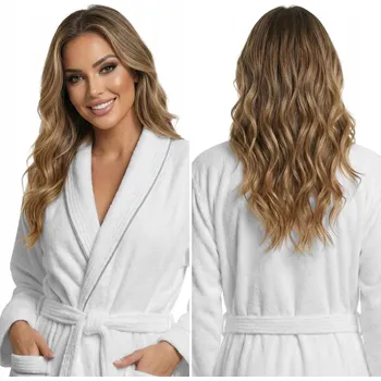 Dámský župan Dámský župan silný 100% Bavlna FROTÉ Lemování VELLUTO SPA Bílý 3XL