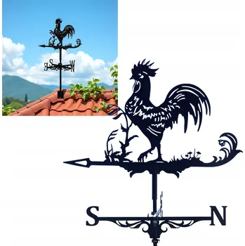 Zahradní dekorace Kovová větrná korouhev černá dekorativní 35x75 cm