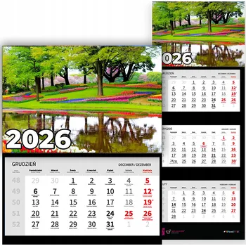Kalendář Trojdílný nástěnný kalendář na rok 2026 - Kancelářský, závěsný, mix vzorů (Park)