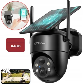IP kamera EXTERNÍ SOLÁRNÍ KAMERA WIFI 2K OTOČNÁ PTZ BEZDRÁTOVÁ 3MPX 64GB SD