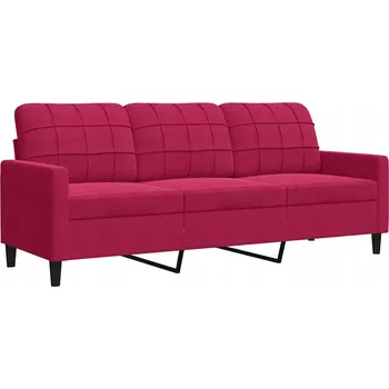 Pohovka Třímístná pohovka, vínově červená, 180 cm, potažená sametem
