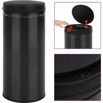 Odpadkový koš Automatický odpadkový koš 80 L se senzorem, černý, 36 x 86 cm, ocel