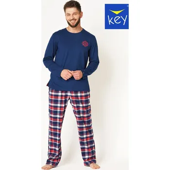 Pánské oblečení Pyžamo Key - Červeno-zelené Flanelové Pohodlí, ČERVENO-ZELENÁ XXL i170_MNS 613 XXL