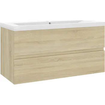 Koupelnový nábytek Skříňka pod umyvadlo se zásuvkou, dub sonoma, 90x38,5x45 cm, keramické umyvadlo