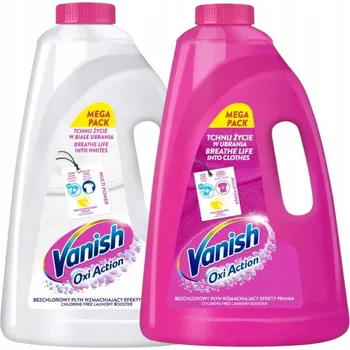 Odstraňovač skvrn Vanish Oxi Action Odstraňovač Skvrn Tekutý na Barevné Prádlo Pink Sada 3l x2 kusy
