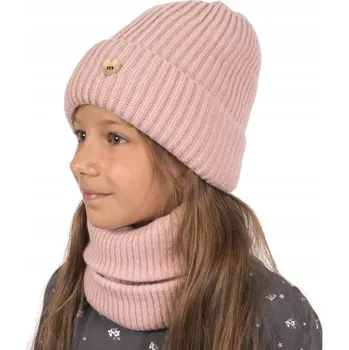 Čepice Pudrová Sada Čepice Nákrčník Zimní Teplá Sada pro Holčičku Módní