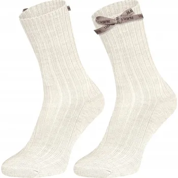 Dámské ponožky Dívčí vlněné ponožky z merino vlny s mašlička ecru značky Brand, vel. 25/26