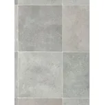 Breno PVC SILVERTEX Zala 710M – čtvercový dekor dlažby šedého betonu, šíře 200 cm