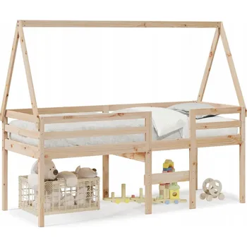 Dětská postel Vysoká dětská postel s domečkem ze dřeva masivní borovice 195,5 x 80,5 cm