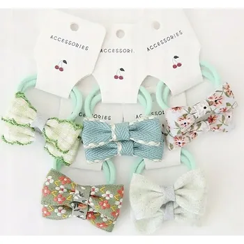 Sada kusů zelených krajkových Gumičky na vlasy