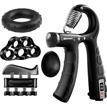 Dexxer Posilovač rukou s počítadlem a regulací 5-100kg + rehabilitační nástroje 5ks