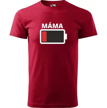 Pánské tričko Sablio Tričko s potiskem pro mámu, vybitá baterie - červené S