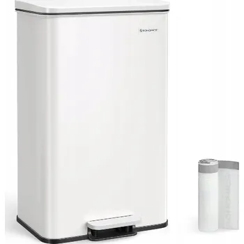 Odpadkový koš Odpadkový koš Songmics ocelový jednokomorový bílý 40 L