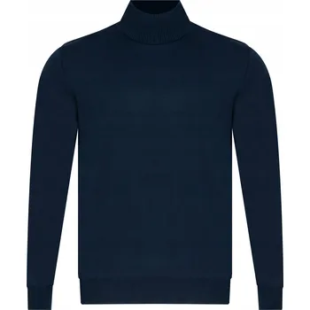 Pánský svetr Pánský svetr s rolákem - WS3321 GRANATOWY bavlněný elegantní klasický