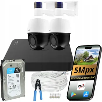 Bezpečnostní kamera Sada pro monitoring 2x venkovní otočná IP kamera POE 5Mp SMART AI 1TB