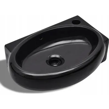 Umyvadlo Keramické umyvadlo na zeď, černé, 410x280x125 mm, s přepadem