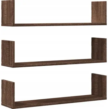 police Nástěnné police, 3 ks, hnědý dub, 80x18x18 cm