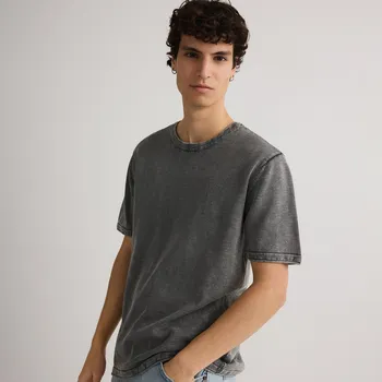 Pánský svetr Reserved - Bavlněný svetr s krátkými rukávy - tmavě šedá - YK331-90X - YK331-90X-XL