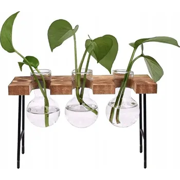 Váza VÁZA STOJAN PRO ROZMNOŽOVÁNÍ ROSTLIN SKLENĚNÝ DŘEVO