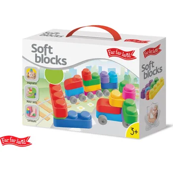 ostatní stavebnice Farfarland Měkké senzorické kostky „Veselý transport“ - 21 dílů
