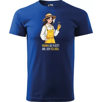 Sablio Tričko s potiskem Hrdinka bez pláště? Ano, jsem včelařka - modré XL