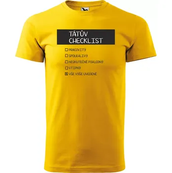 Pánské tričko Sablio Tričko s potiskem pro tátu Tátův checklist - žluté XL