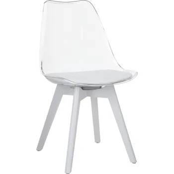 Jídelní židle Židle, transparentní bílá, akryl/ekokůže/bílá, BALI 3 NEW