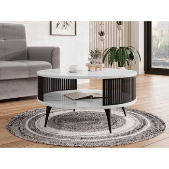 Konferenční stolek Konferenční stolek Mirjan24 kulatý 75 x 75 x 44 cm bílý, černý