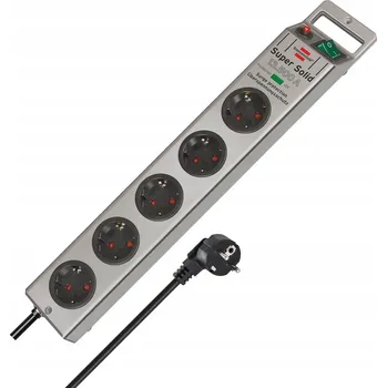 Přepěťová ochrana Zásuvková lišta Brennenstuhl Super-Solid 5 zásuvek 2,5 m stříbrný