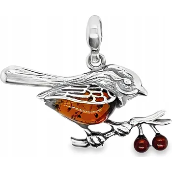 Přívěsek Přívěsek stříbrný s jantarem ORIGINÁLNÍ STŘÍBRNÝ PŘÍVĚSEK PTÁK FILM