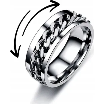 Prsten Stříbrný Antistresový Prstýnek s Otočným Stříbrným Řetízkem, Velikost 29