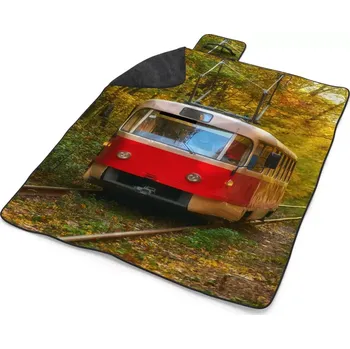 deka Sablio Plážová deka Červená tramvaj v lese: 200x140 cm