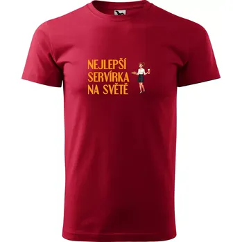 Pánské oblečení Sablio Tričko s potiskem Nejlepší servírka na světě - červené L