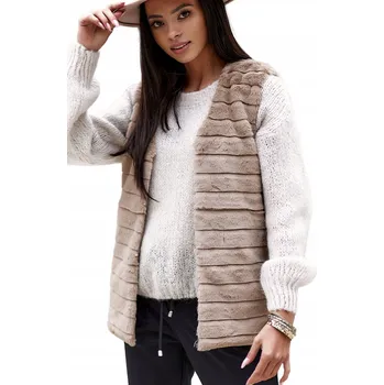 Dámská vesta Och Bella dámská kožešinová vesta klasického střihu, velikost XXL