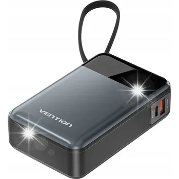 Powerbanka Vention Powerbank s Velkou Kapacitou a Displejem, Kompaktní s USB-C Kabelem 20000mAh